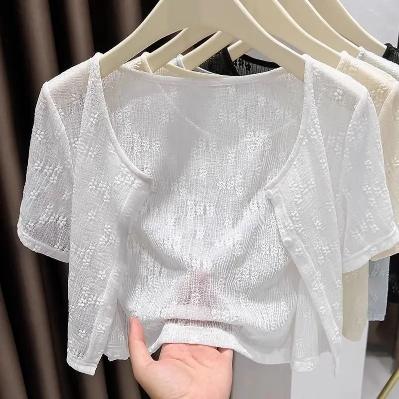 plus Size Ice Silk Mesh Shawl Women's Summer Fashion Air Conditioner Cover up Short Sleeve round Neck Pure Color Outerwear
plus Size Ice Silk Mesh Shawl Women's Summer Fashion Air Conditioner Cover up Short Sleeve round Neck Pure Color Outerwear