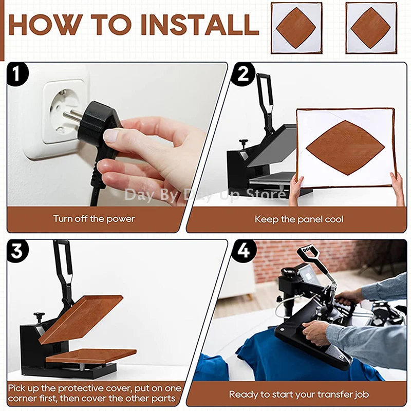 1PC Non-Stick High Temperature Resistant Protector For Wrap Cover For Heat Press Platen Remove Residue Ink And Adhesive