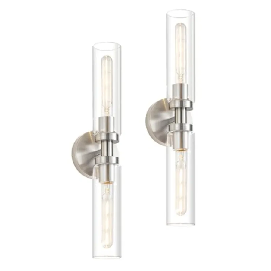 2 Light Bathroom Wall Sconces Set of 2, Modern Farmhouse Bathroom Light Fixture Over Mirror with Clear Glass Shade, Vanity Ligh
2 Light Bathroom Wall Sconces Set of 2, Modern Farmhouse Bathroom Light Fixture Over Mirror with Clear Glass Shade, Vanity Ligh