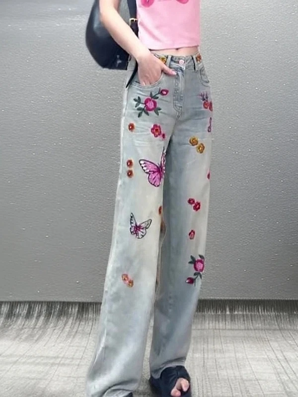 High Waist Wide Leg Jeans Women's Spring 2026 New Style Flower Embroidery Washed Denim Slimming Casual Trousers
High Waist Wide Leg Jeans Women's Spring 2026 New Style Flower Embroidery Washed Denim Slimming Casual Trousers