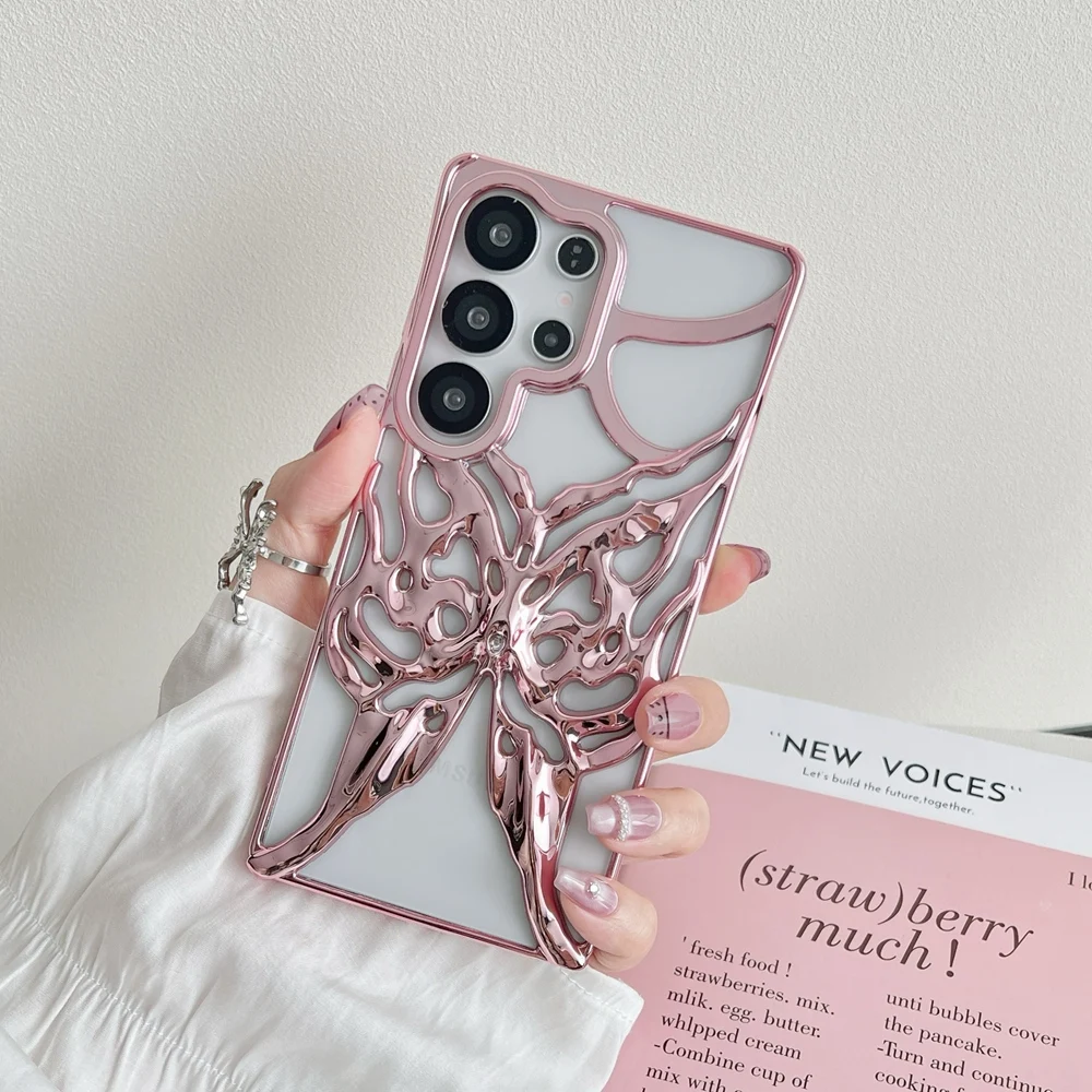 Luxury Plating 3D Hollow Cooling Butterfly Phone Case For Samsung Galaxy S24 S25 Ultra S24+ Protection Cover Breathable Funda
Luxury Plating 3D Hollow Cooling Butterfly Phone Case For Samsung Galaxy S24 S25 Ultra S24+ Protection Cover Breathable Funda