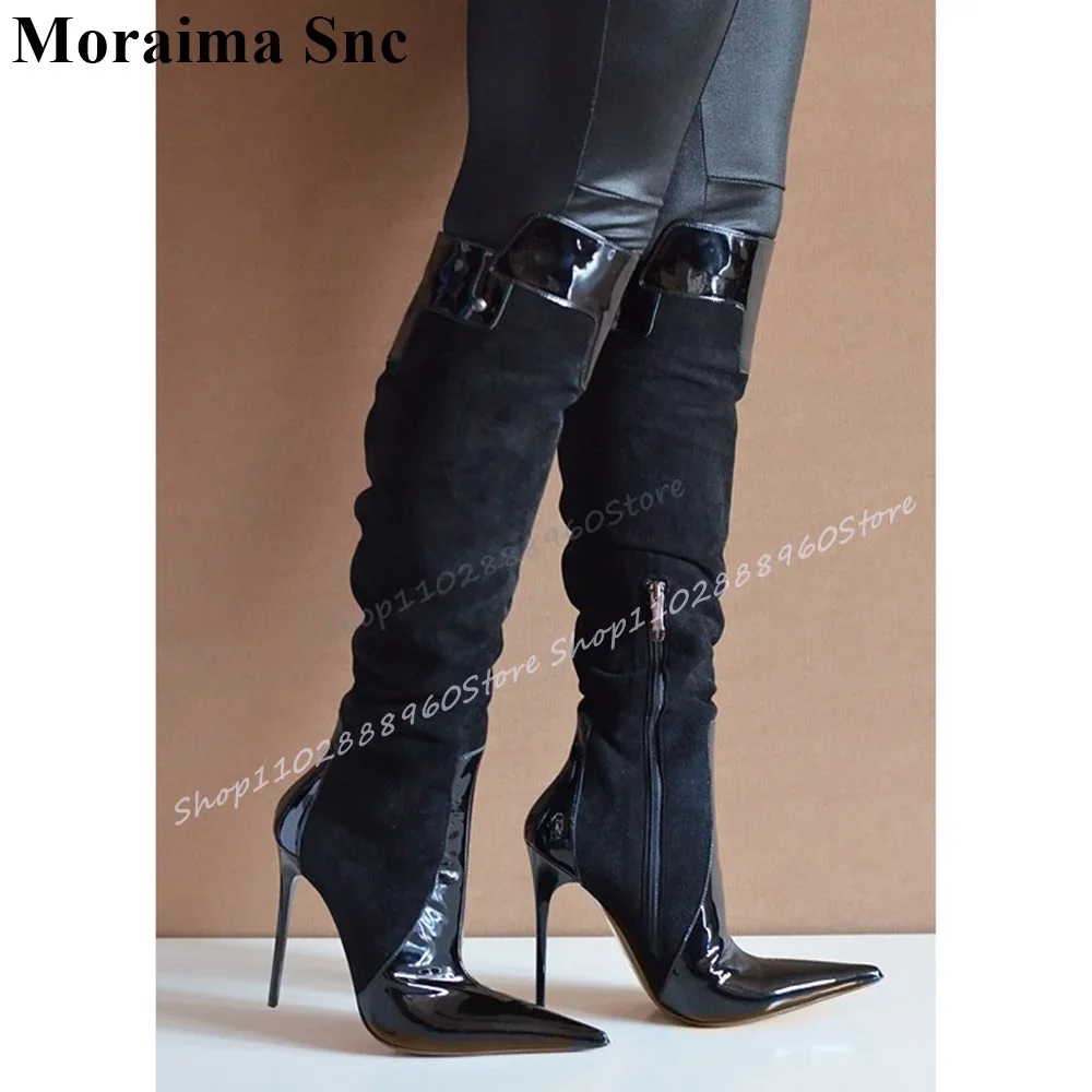 Knee High Splicing Leather Flock Slim Boots Thin High Heel Women Shoes Side Zipper Pointed Toe 2025 Fashion Zapatos Para Mujere
Knee High Splicing Leather Flock Slim Boots Thin High Heel Women Shoes Side Zipper Pointed Toe 2025 Fashion Zapatos Para Mujere