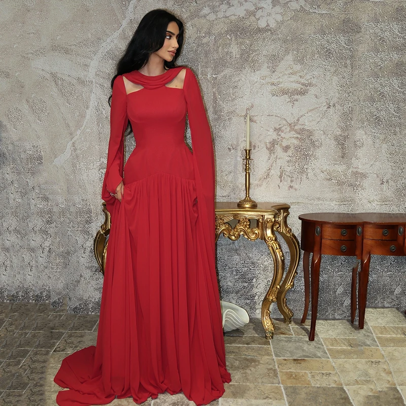 Thinyfull Sexy A-Line Long Prom Evening Dresses O-Neck Long Sleeve Red Party Dress Chiffon Night Cocktail Prom Gowns Customized
Thinyfull Sexy A-Line Long Prom Evening Dresses O-Neck Long Sleeve Red Party Dress Chiffon Night Cocktail Prom Gowns Customized