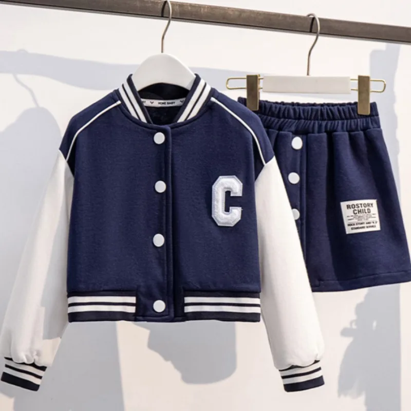 Autumn Children Girls Clothes Set Baseball Jacket Coat and Short Skirts 2 Pieces Suit Teenage Girls Fashion Letter Outfits
Autumn Children Girls Clothes Set Baseball Jacket Coat and Short Skirts 2 Pieces Suit Teenage Girls Fashion Letter Outfits
