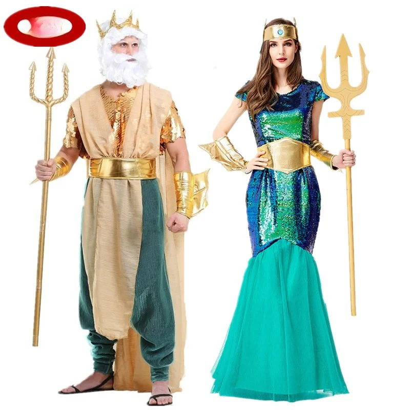 Couple's Halloween Costume Adult Men Women Mermaid Princess Performance Outfit Sea King War God Bar Performance Clothes
Couple's Halloween Costume Adult Men Women Mermaid Princess Performance Outfit Sea King War God Bar Performance Clothes