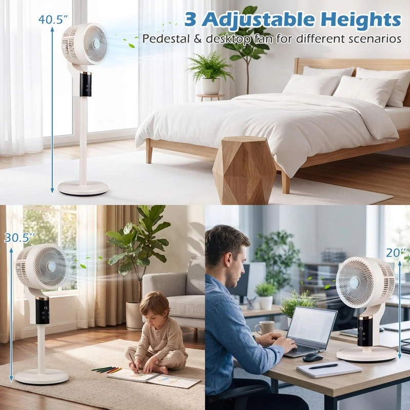Compact Oscillating Standing Fan with 70° Oscillation and 90° Tilt for Home Office-White
Compact Oscillating Standing Fan with 70° Oscillation and 90° Tilt for Home Office-White