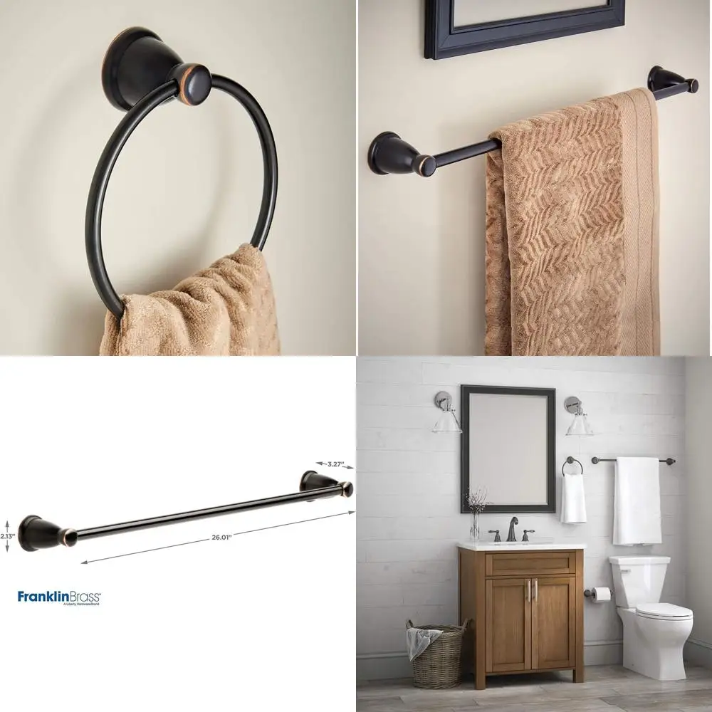 3-Piece Oil Rubbed Bronze Bathroom Accessory Set: 24 Towel Bar, Toilet Paper Holder, Ring
3-Piece Oil Rubbed Bronze Bathroom Accessory Set: 24 Towel Bar, Toilet Paper Holder, Ring