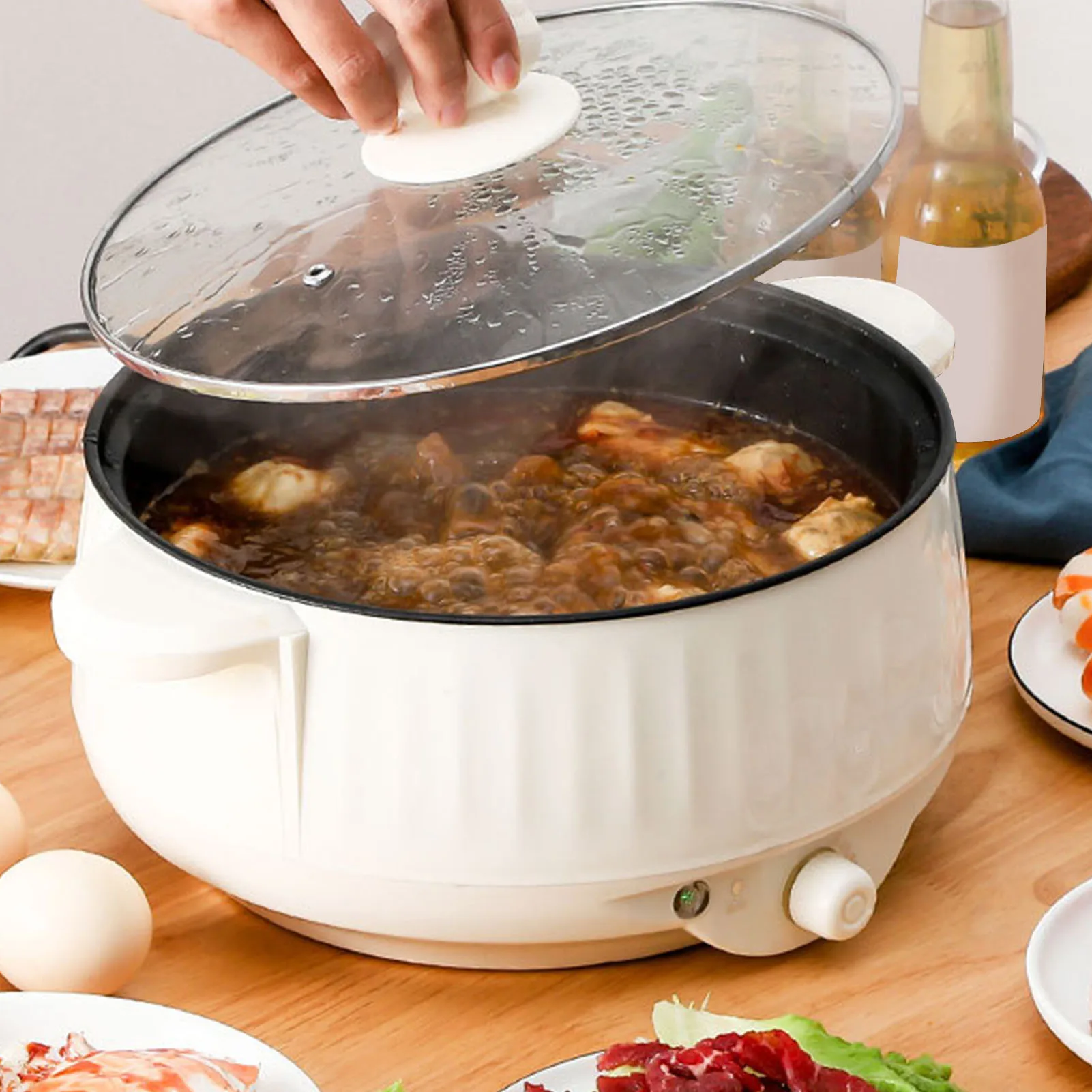 Electric Cooking Pot 800W Multi Functional Anti Dry Burn Portable Electric Skillet for BBQ Porridge Noodle 20cm Mouth 1.7L
Electric Cooking Pot 800W Multi Functional Anti Dry Burn Portable Electric Skillet for BBQ Porridge Noodle 20cm Mouth 1.7L