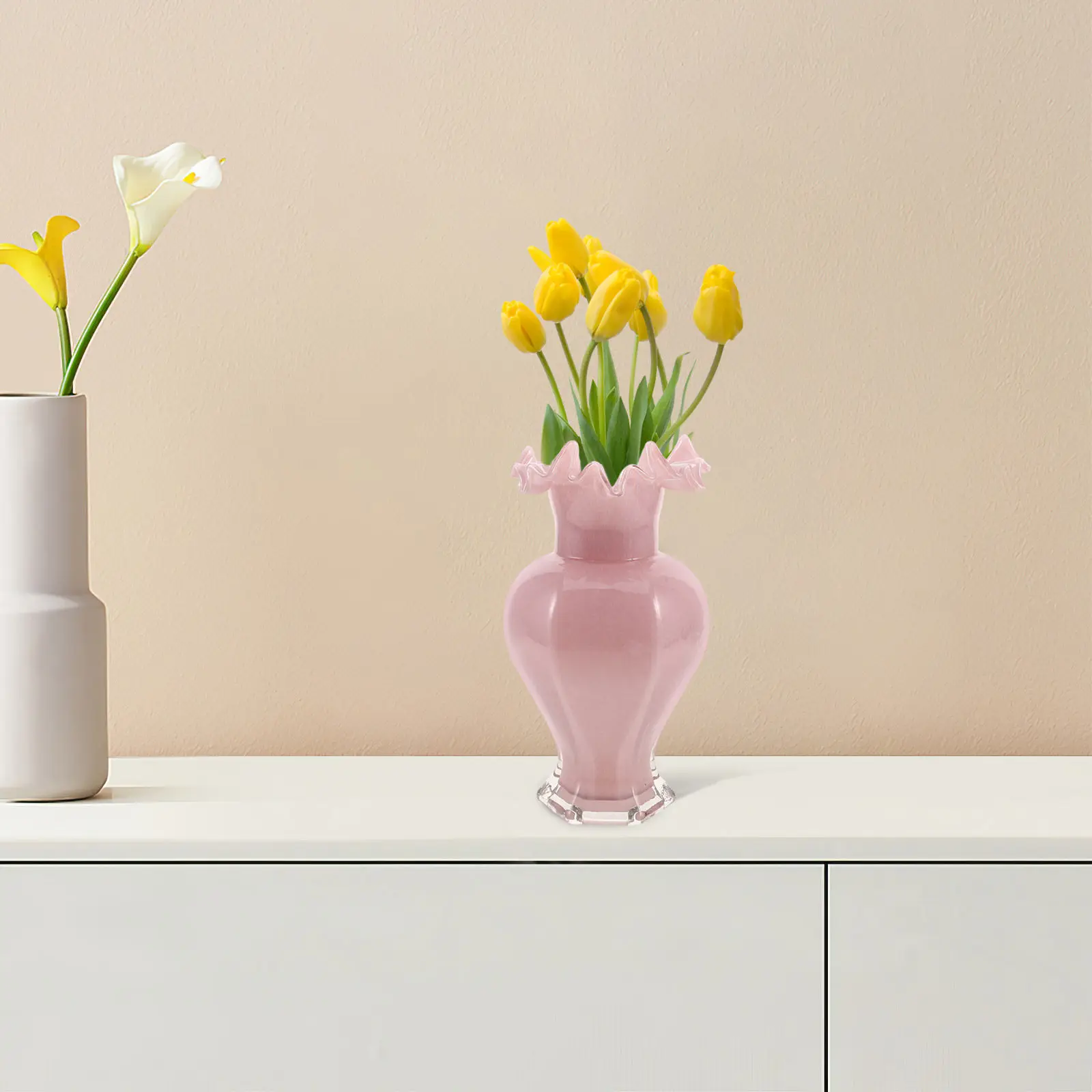 Creative Wavy Rim Glass Vase Pearlescent Vintage Style Decorative Flower Vase for Living Room Bedroom Wedding Centerpiece
Creative Wavy Rim Glass Vase Pearlescent Vintage Style Decorative Flower Vase for Living Room Bedroom Wedding Centerpiece