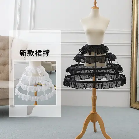 Çok daire dantel kabarık etek Lolita desteği Pettiskirt düğün elbisesi resmi elbise koşuşturma için kabarık çift katmanlı iplik desteği