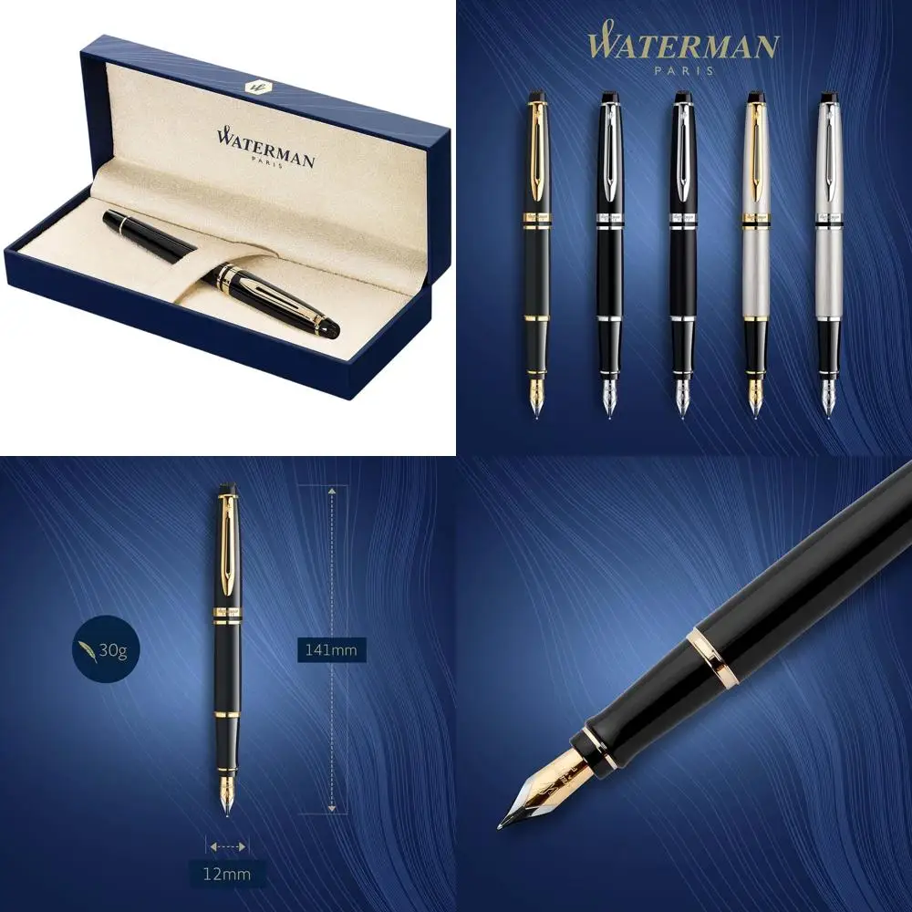Элегантная черная перьевая ручка с тонким пером из 24-каратного золота и подарочной упаковкой
Элегантная черная перьевая ручка с тонким пером из 24-каратного золота и подарочной упаковкой