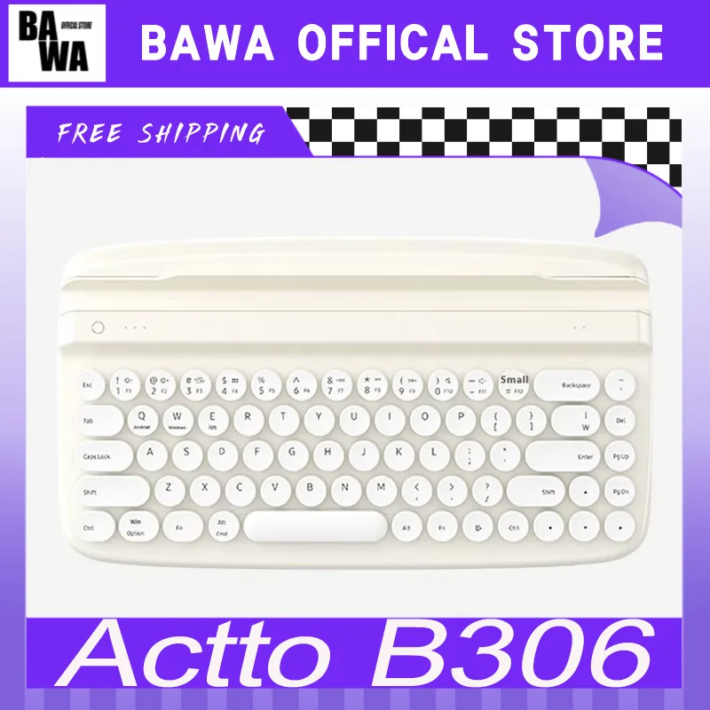 Actto B306 Bluetooth Wireless Keyboard Retro Office Circular Key Stand Slot Customized Keyboard for PC Gamer Accessories Gifts 
Actto B306 Bluetooth Wireless Keyboard Retro Office Circular Key Stand Slot Customized Keyboard for PC Gamer Accessories Gifts