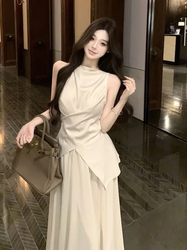 Elegant Slim Fit Sleeveless Women's Set High Waist Skirt Long Dress Two Piece Suite Fashionable Casual Summer Outfit
Elegant Slim Fit Sleeveless Women's Set High Waist Skirt Long Dress Two Piece Suite Fashionable Casual Summer Outfit