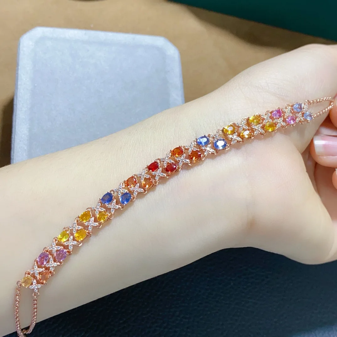 Natural Colorful Sapphire Bracelet S925 3x4mm 5A Crystal Rose Gold Plated Healing Heart Chakra Jewelry Sweet Aura Gift for Women
Natural Colorful Sapphire Bracelet S925 3x4mm 5A Crystal Rose Gold Plated Healing Heart Chakra Jewelry Sweet Aura Gift for Women