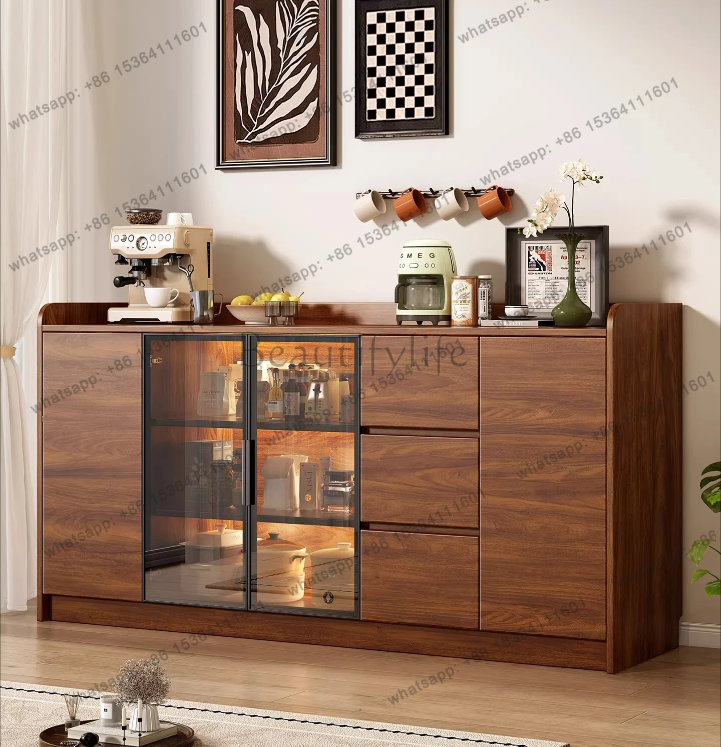 Solid wood against the wall integrated storage medium antique tea coffee cabinet
Solid wood against the wall integrated storage medium antique tea coffee cabinet