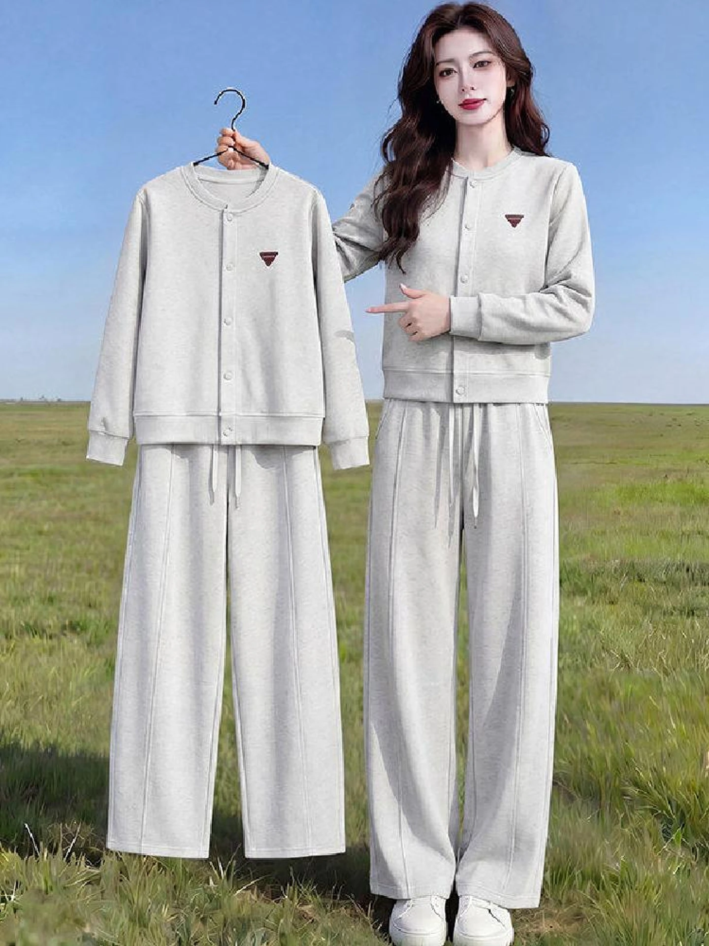 Весенне-осенний модный повседневный комплект с длинными рукавами и широкими брюками для женщин: антивозрастная, милая, дышащая, удобная верхняя одежда на молнии
Весенне-осенний модный повседневный комплект с длинными рукавами и широкими брюками для женщин: антивозрастная, милая, дышащая, удобная верхняя одежда на молнии