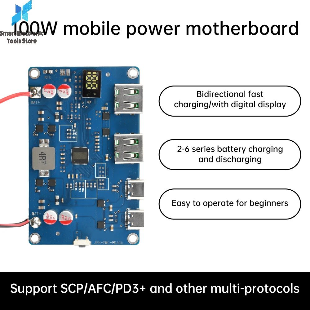 100 Вт PD QC двунаправленный модуль быстрой зарядки DIY Power Bank USB Type-C материнская плата дисплей электроэнергии защита от температуры
100 Вт PD QC двунаправленный модуль быстрой зарядки DIY Power Bank USB Type-C материнская плата дисплей электроэнергии защита от температуры
