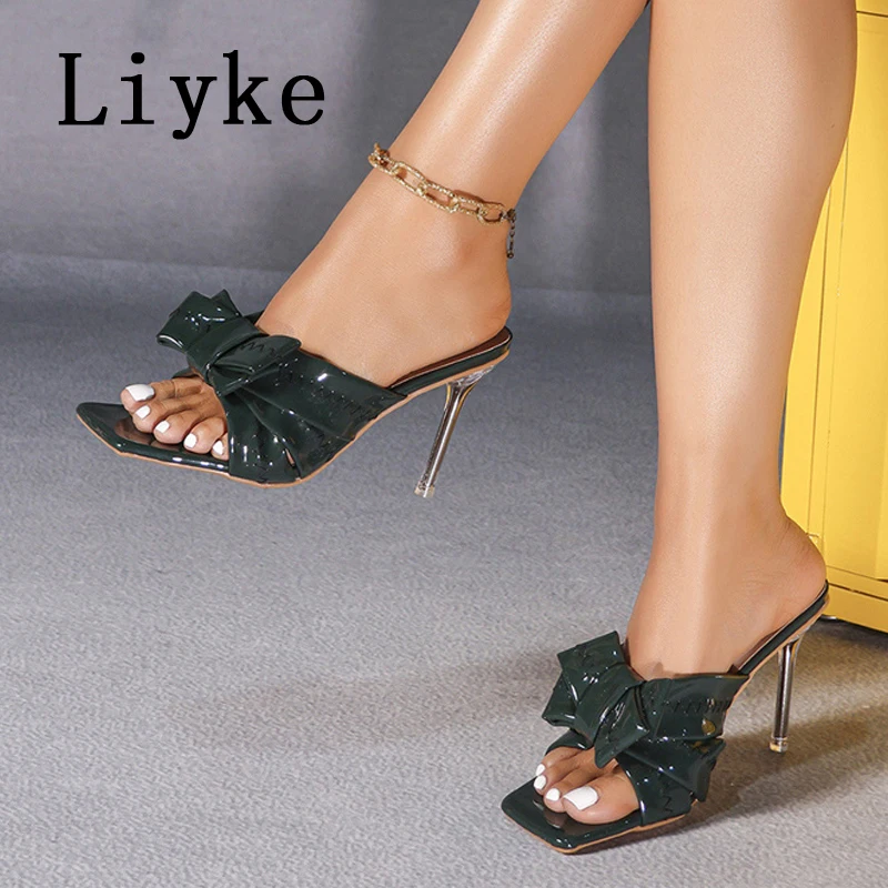 Liyke/летние зеленые туфли для женщин, шлепанцы, модные плиссированные лакированные кожаные тапочки, прозрачные сандалии на каблуке из плексигласа
Liyke/летние зеленые туфли для женщин, шлепанцы, модные плиссированные лакированные кожаные тапочки, прозрачные сандалии на каблуке из плексигласа