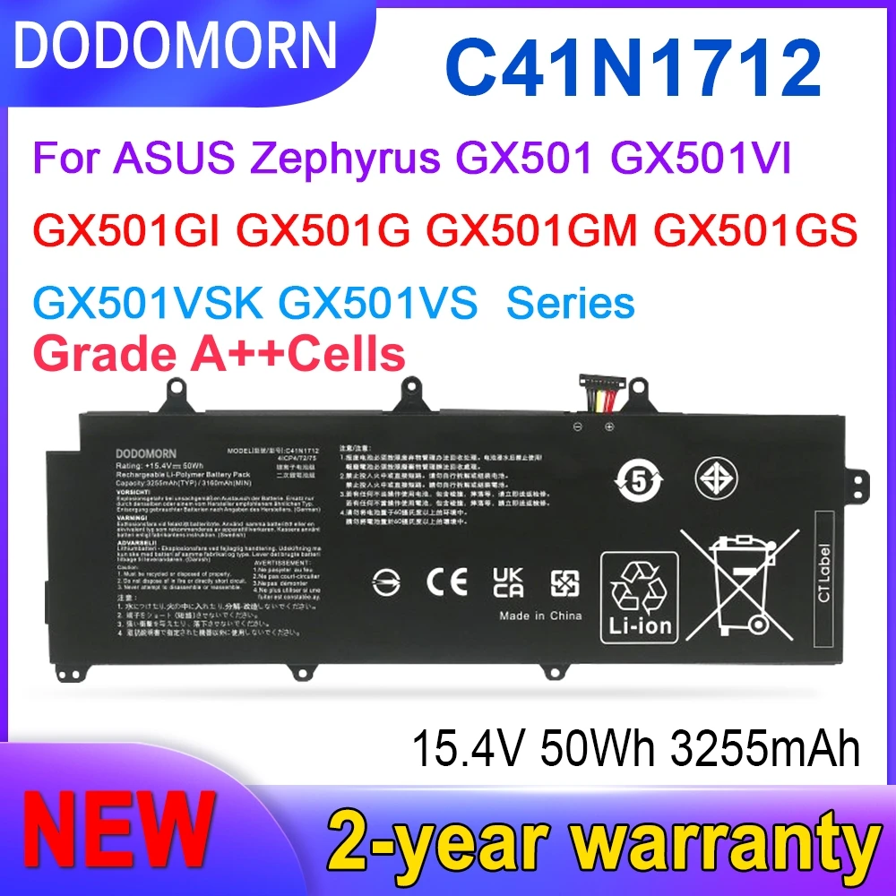 High quality C41N1712 Battery For ASUS ROG Zephyrus GX501 GX501GI GX501GM C41PKC5 4ICP4/72/75 Factory direct sales
High quality C41N1712 Battery For ASUS ROG Zephyrus GX501 GX501GI GX501GM C41PKC5 4ICP4/72/75 Factory direct sales