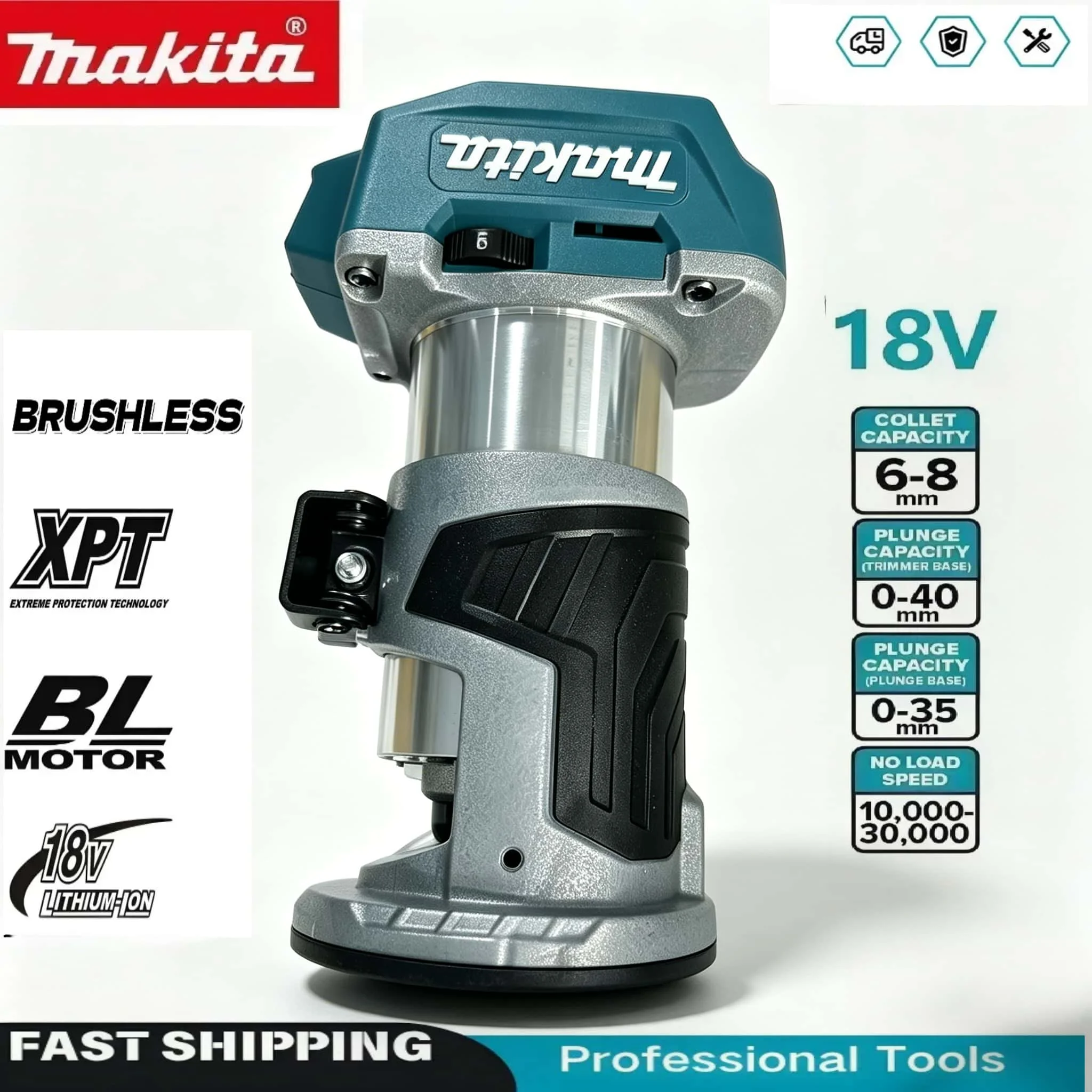Makita DRT52 18V LXT Brushless Cordless Wood Trimmer 6.0Ah Lithium Battery Adjustable Edge Slotting Milling Woodworking Tool
Makita DRT52 18V LXT Brushless Cordless Wood Trimmer 6.0Ah Lithium Battery Adjustable Edge Slotting Milling Woodworking Tool