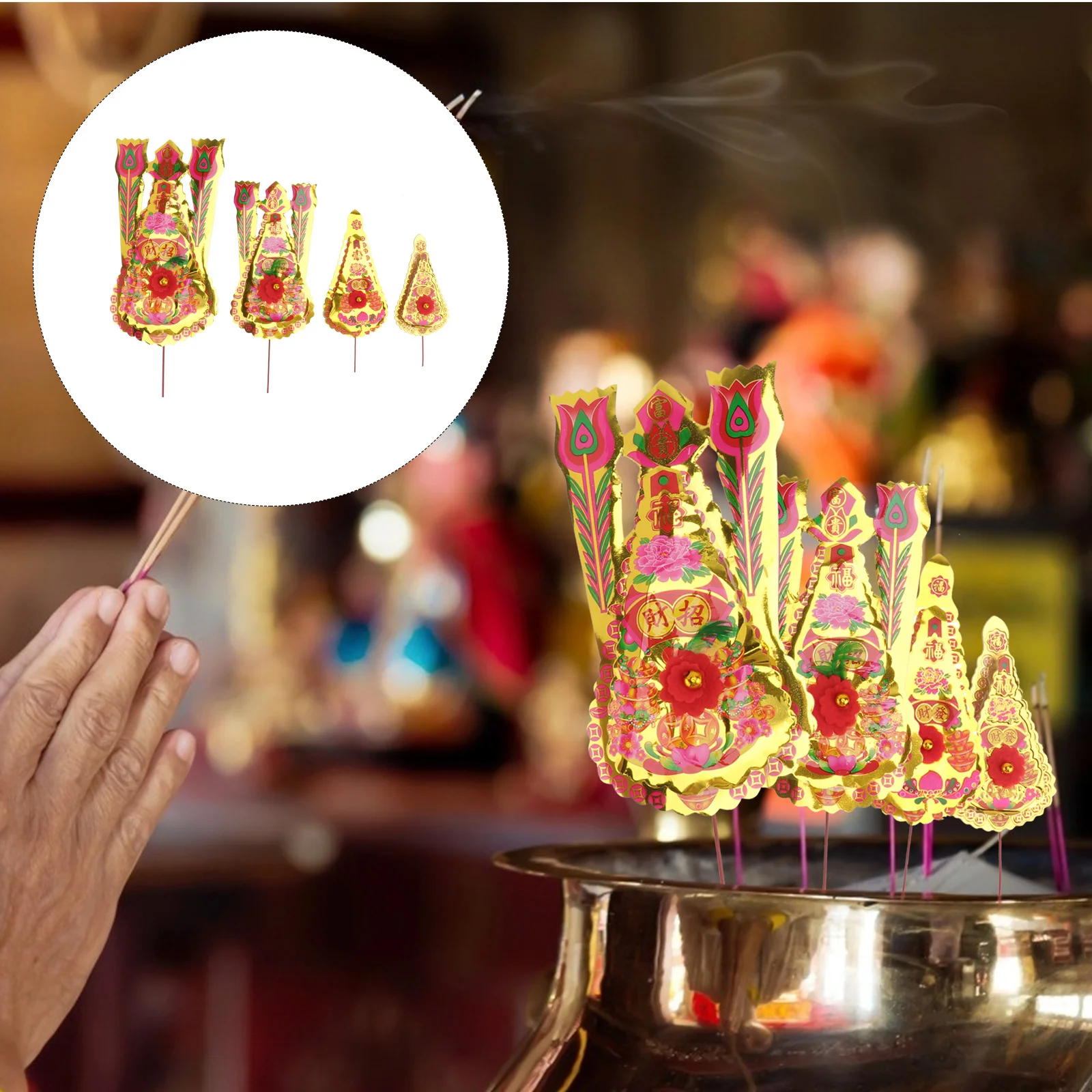 4 Pcs Golden Deity Flowers Premium Material Lucky Auspicious Buddha Altar Incense Burner Flower Topper Stick Decorations Festive
4 Pcs Golden Deity Flowers Premium Material Lucky Auspicious Buddha Altar Incense Burner Flower Topper Stick Decorations Festive