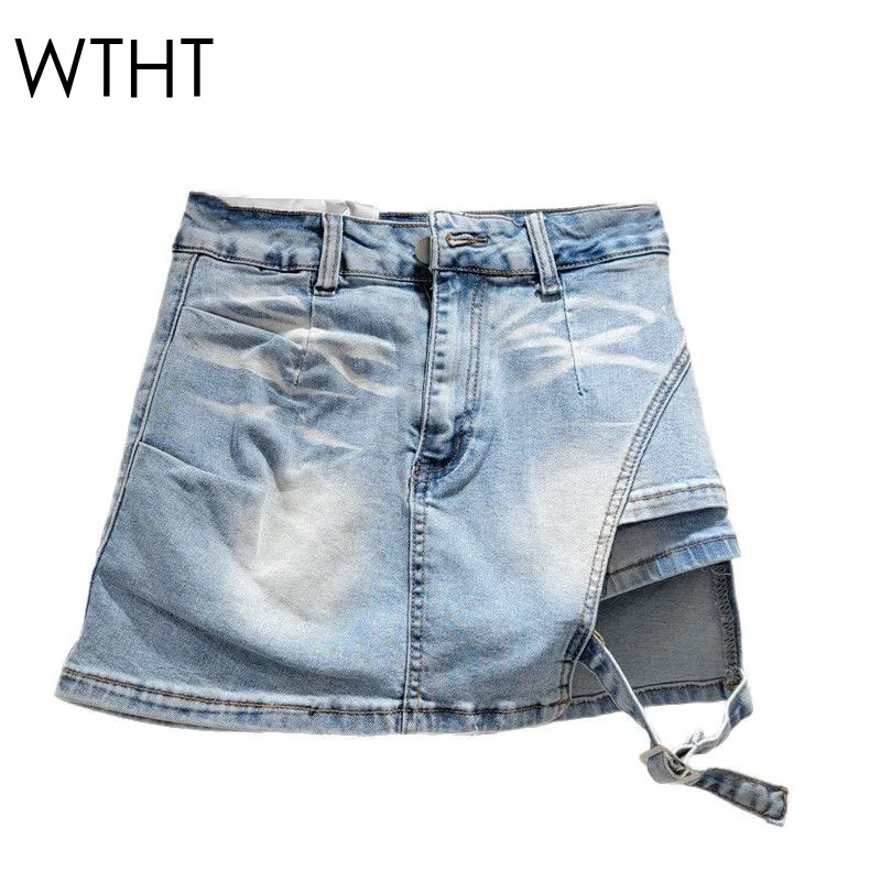 WTHT Fashion Women's Patchwork Bandage Design Denim Mini Skirts Trendy 2025 Summer Hip-wrapping A-line Skirt Female 1LS1459
WTHT Fashion Women's Patchwork Bandage Design Denim Mini Skirts Trendy 2025 Summer Hip-wrapping A-line Skirt Female 1LS1459