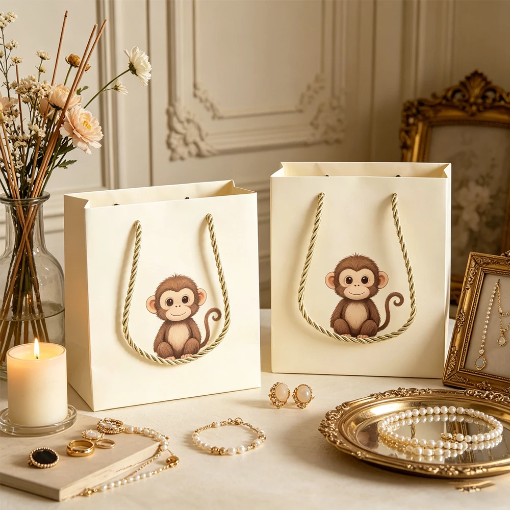 Personalization Jewelry Handle Bag 14x15x7cm Beige Paper Tote Gift Bags Wedding Party Candy Perfume Flowers Packaging Organizer
Personalization Jewelry Handle Bag 14x15x7cm Beige Paper Tote Gift Bags Wedding Party Candy Perfume Flowers Packaging Organizer