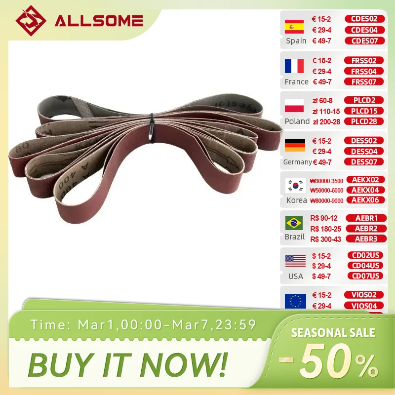 Allsome 10pcs 533x30mm Sander Belts, Wood Metal Polishing Sand Paper Sanding Belt for BG-3202 Belt Sander, 40-1000 Grits
Allsome 10pcs 533x30mm Sander Belts, Wood Metal Polishing Sand Paper Sanding Belt for BG-3202 Belt Sander, 40-1000 Grits