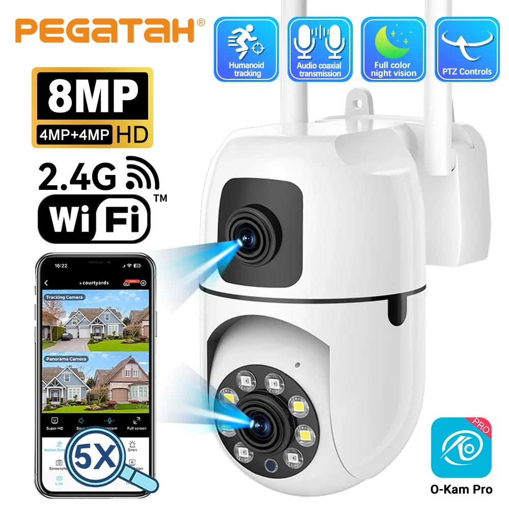 8MP Wireless WIFI Video Surveillance Camera Dual Lens Dual Screen 5MP IP PTZ Security Cameras Auto Tracking Color Night Vision
8MP Wireless WIFI Video Surveillance Camera Dual Lens Dual Screen 5MP IP PTZ Security Cameras Auto Tracking Color Night Vision