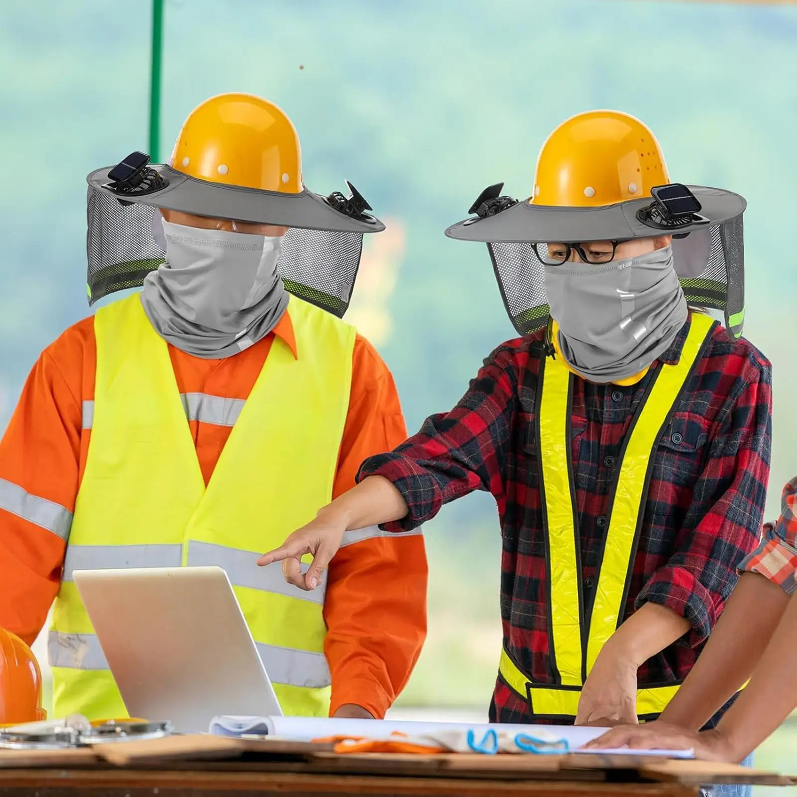 Hard Hat Sun Visor Breathable Neck Gaiter Bandana With Solar Fan UV Protection Face Neck Sun Visor For Construction Site Outdoor
Hard Hat Sun Visor Breathable Neck Gaiter Bandana With Solar Fan UV Protection Face Neck Sun Visor For Construction Site Outdoor