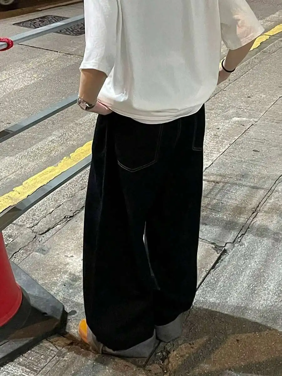 Mens Retro Washed Loose Straight Leg Denim Jeans Casual Street Style Wide Leg Pants
Mens Retro Washed Loose Straight Leg Denim Jeans Casual Street Style Wide Leg Pants