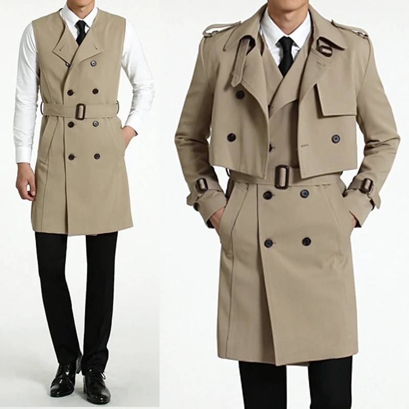 Men's Two-piece Trench Coat Spring New Fashion Short Jacket and Long Vest Plus Size Coats Fashion Casual Streetwear Outerwear
Men's Two-piece Trench Coat Spring New Fashion Short Jacket and Long Vest Plus Size Coats Fashion Casual Streetwear Outerwear