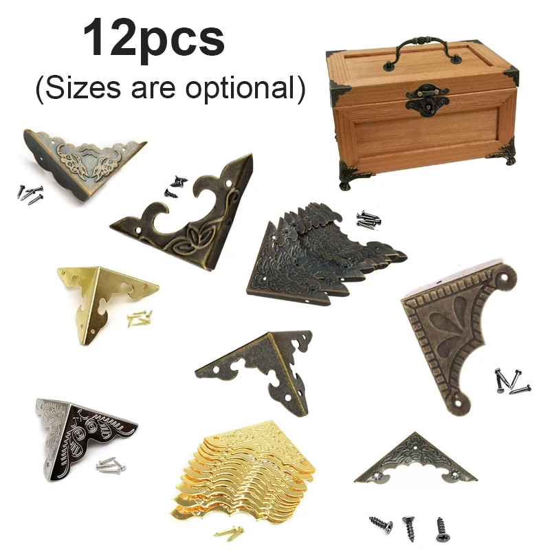 12 pcs decorative corner protector jewelry box wine gift box wooden antique brass golden tone furniture corner cover with screws
12 pcs decorative corner protector jewelry box wine gift box wooden antique brass golden tone furniture corner cover with screws