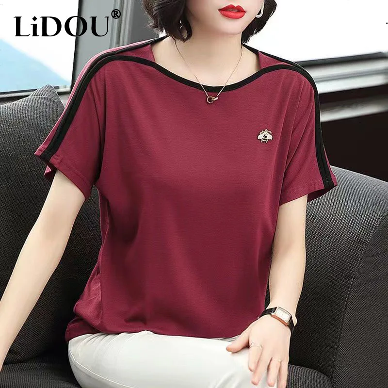 Spring Summer New Solid Color Fashion Casual Loose Tops Women Patchwork Short Sleeve Lady T-shirts Chic Elegant Female Pullover
Spring Summer New Solid Color Fashion Casual Loose Tops Women Patchwork Short Sleeve Lady T-shirts Chic Elegant Female Pullover