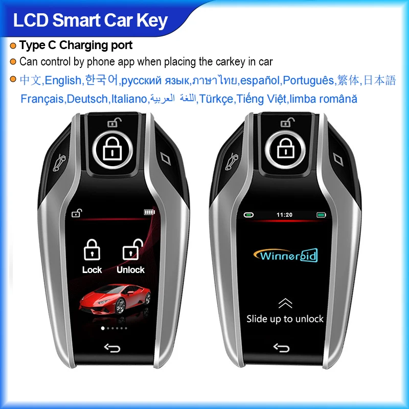 LCD Smart Car Key Display 4 Buttons Multi Language Type C Charging Keyless Entry Carkey
LCD Smart Car Key Display 4 Buttons Multi Language Type C Charging Keyless Entry Carkey