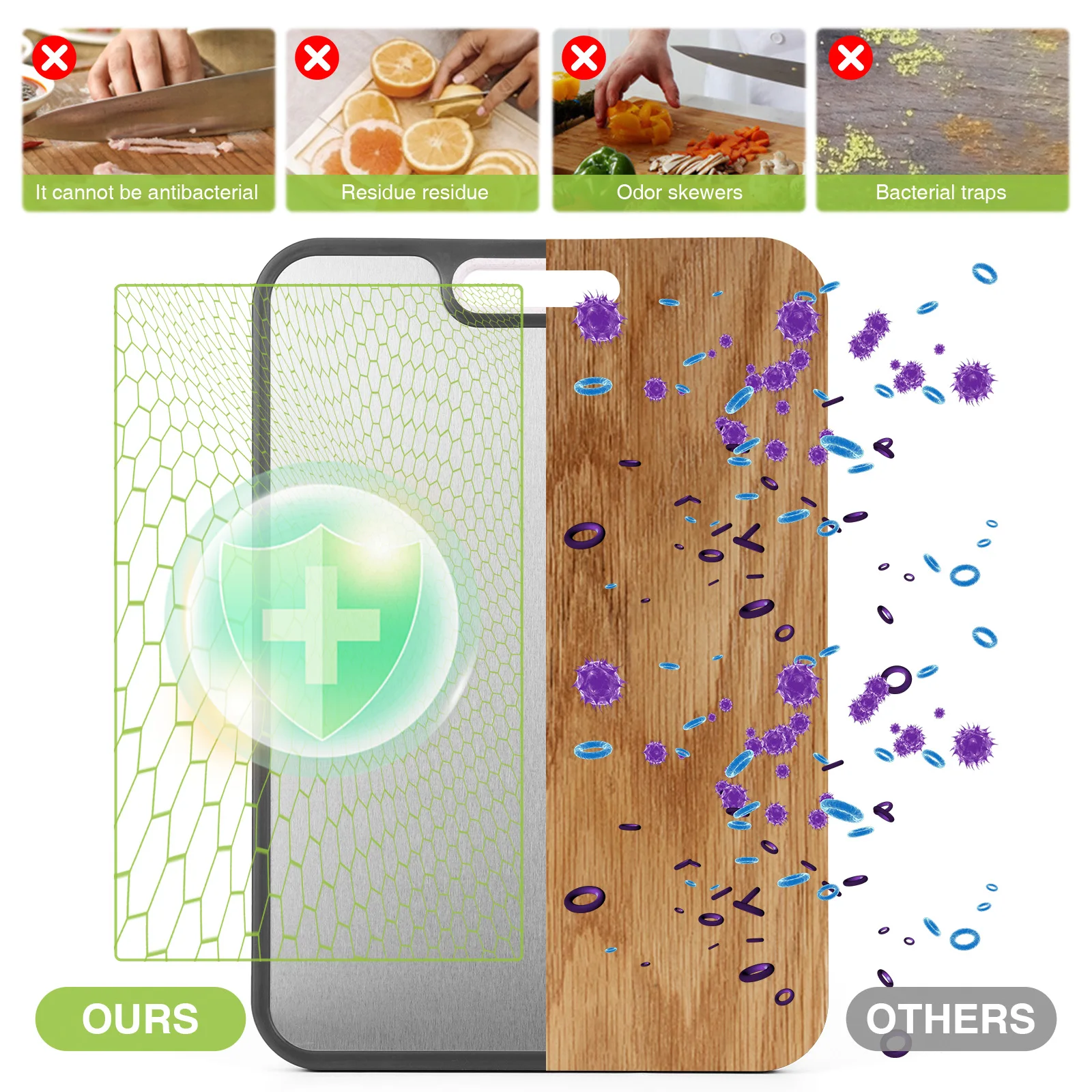 Rounded Edge Cutting Board Reusable Double Sided Steel Cutting Board Thicken Large Meat Chopping Board for Fruit Vegetables Meat
Rounded Edge Cutting Board Reusable Double Sided Steel Cutting Board Thicken Large Meat Chopping Board for Fruit Vegetables Meat