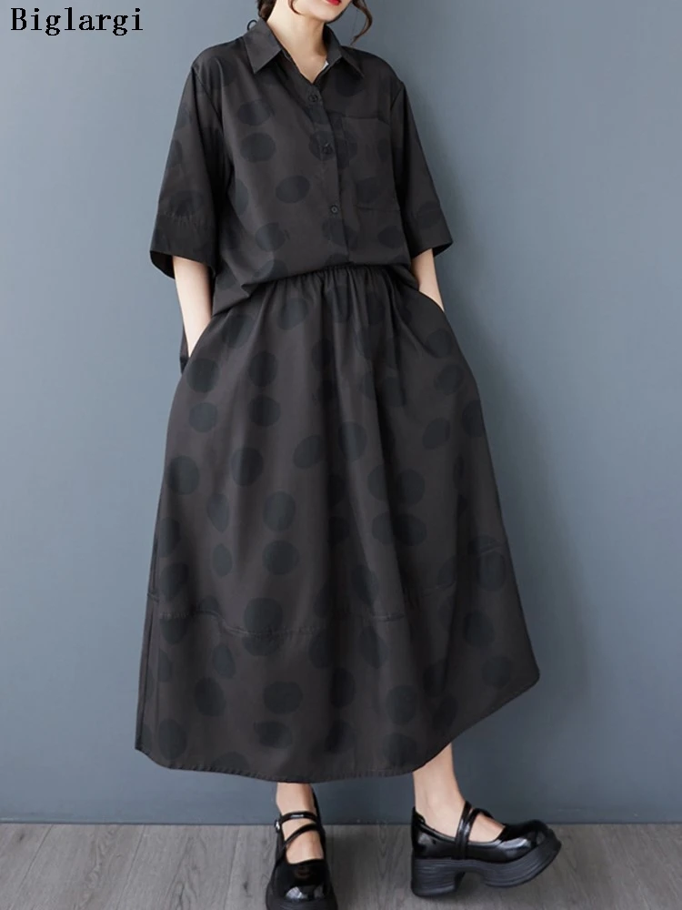 Oversized Summer Polka Dot Print 2 Two Piece Set Women Casual Modis Ladies Shirts Elastic Waist Loose Pleated Woman A-Line Skirt
Oversized Summer Polka Dot Print 2 Two Piece Set Women Casual Modis Ladies Shirts Elastic Waist Loose Pleated Woman A-Line Skirt