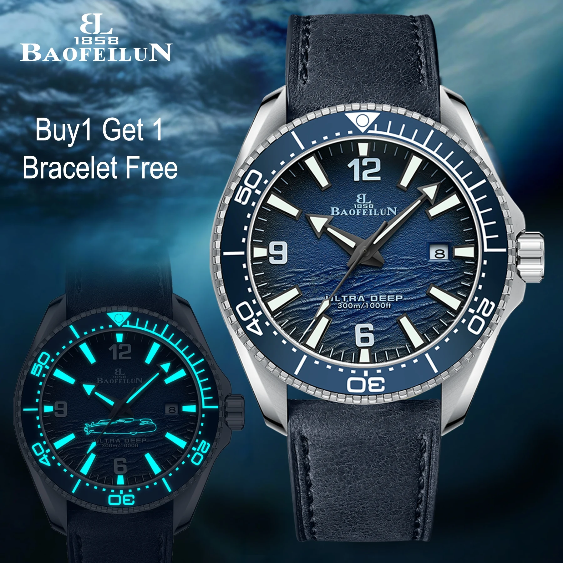 BAOFEILUN Diving Style Automatic Watch for Man Dual Strap Waterproof Ceramic Bezel Wave Dial Japan Movement Luminous Submarine
BAOFEILUN Diving Style Automatic Watch for Man Dual Strap Waterproof Ceramic Bezel Wave Dial Japan Movement Luminous Submarine