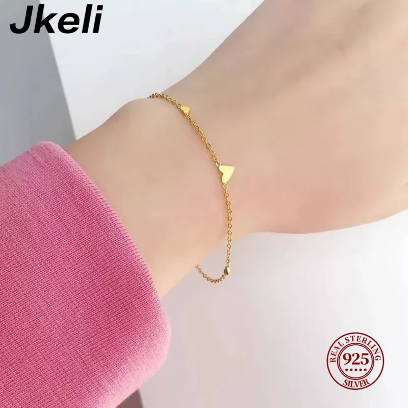 Jkeli S925 Sterling Silver 14K Gold Plated Minimalist Heart Bracelet for Women Japanese Style Fashion Jewelry Accessory
Jkeli S925 Sterling Silver 14K Gold Plated Minimalist Heart Bracelet for Women Japanese Style Fashion Jewelry Accessory
