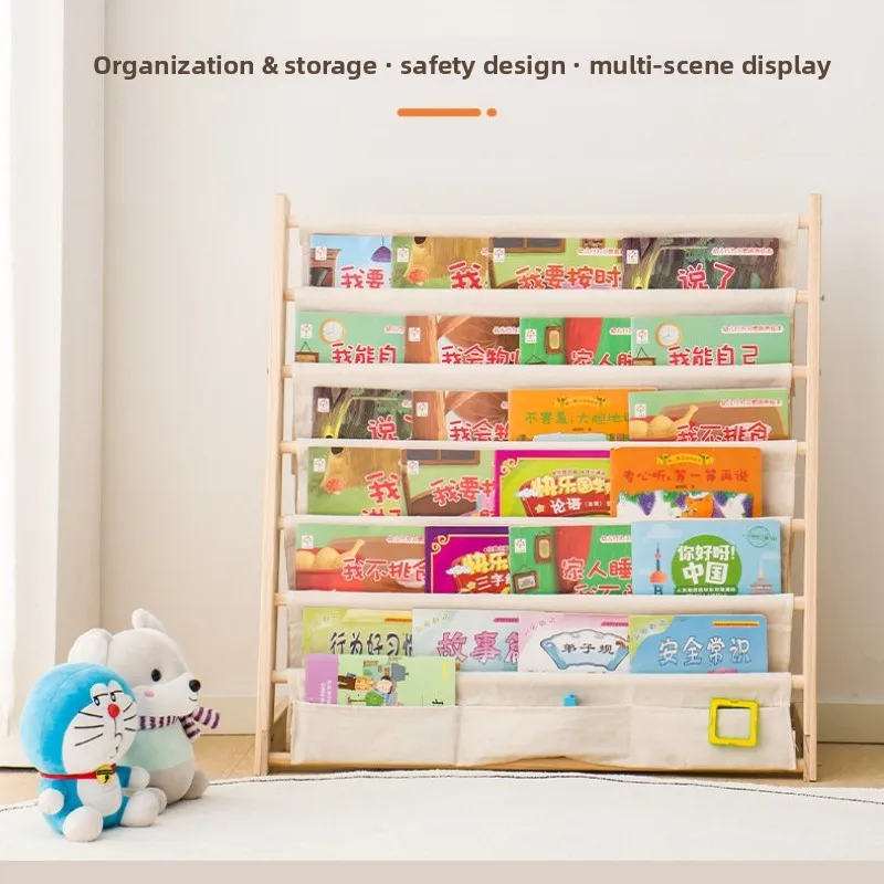 Modern Wooden Bookshelf for Kids Fabric Book Rack Storage Organizer for Children's Books Picture Books Home Nursery Shelf
Modern Wooden Bookshelf for Kids Fabric Book Rack Storage Organizer for Children's Books Picture Books Home Nursery Shelf