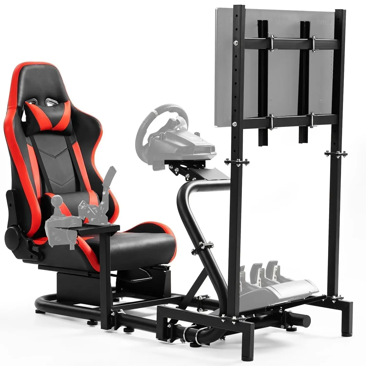 Racing Cockpit: TV Stand & Red Seat, Fits G923/G920/T500/Fanatec/T3PA/TGT, Stable Steering Wheel Stand (No Wheel/Pedals)
Racing Cockpit: TV Stand & Red Seat, Fits G923/G920/T500/Fanatec/T3PA/TGT, Stable Steering Wheel Stand (No Wheel/Pedals)