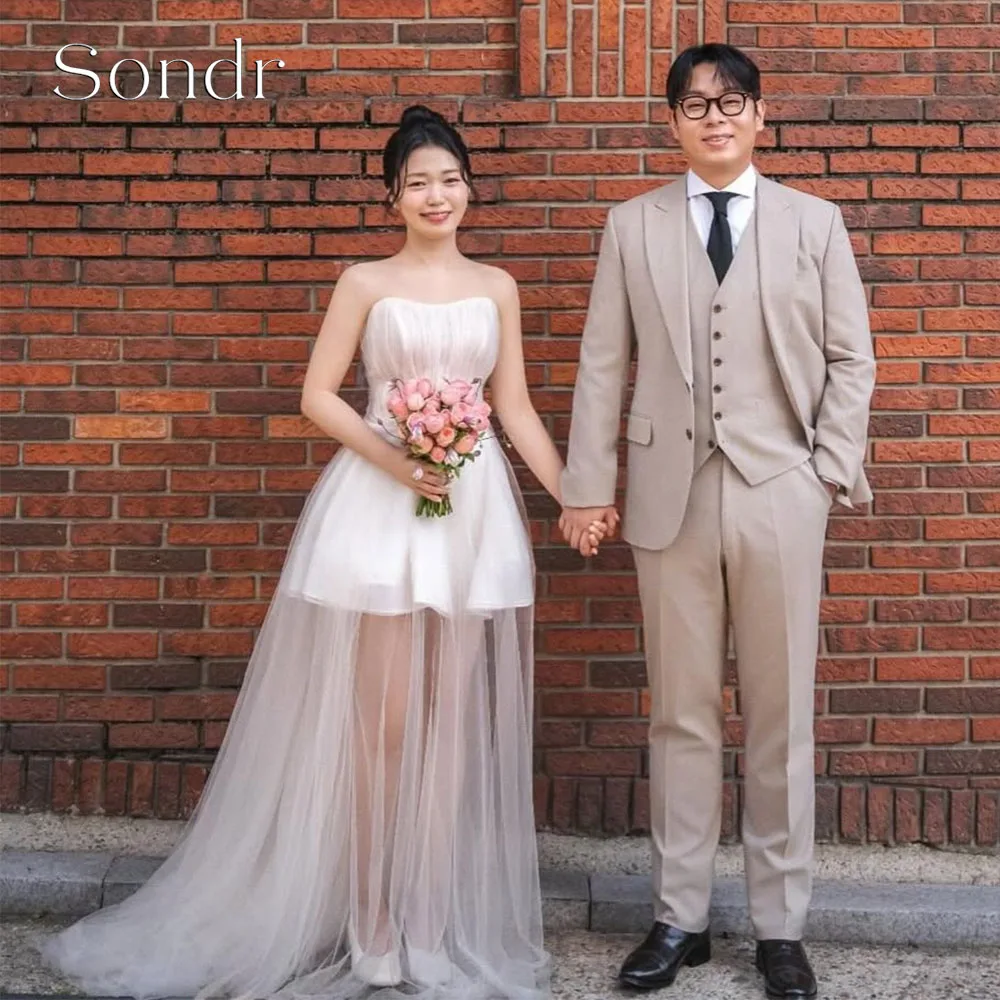 Sondr Customized Romantic Strapless A Line Wedding Dresses Korean Photo Shoot Bridal Gowns with Train Bride Show Dresses
Sondr Customized Romantic Strapless A Line Wedding Dresses Korean Photo Shoot Bridal Gowns with Train Bride Show Dresses
