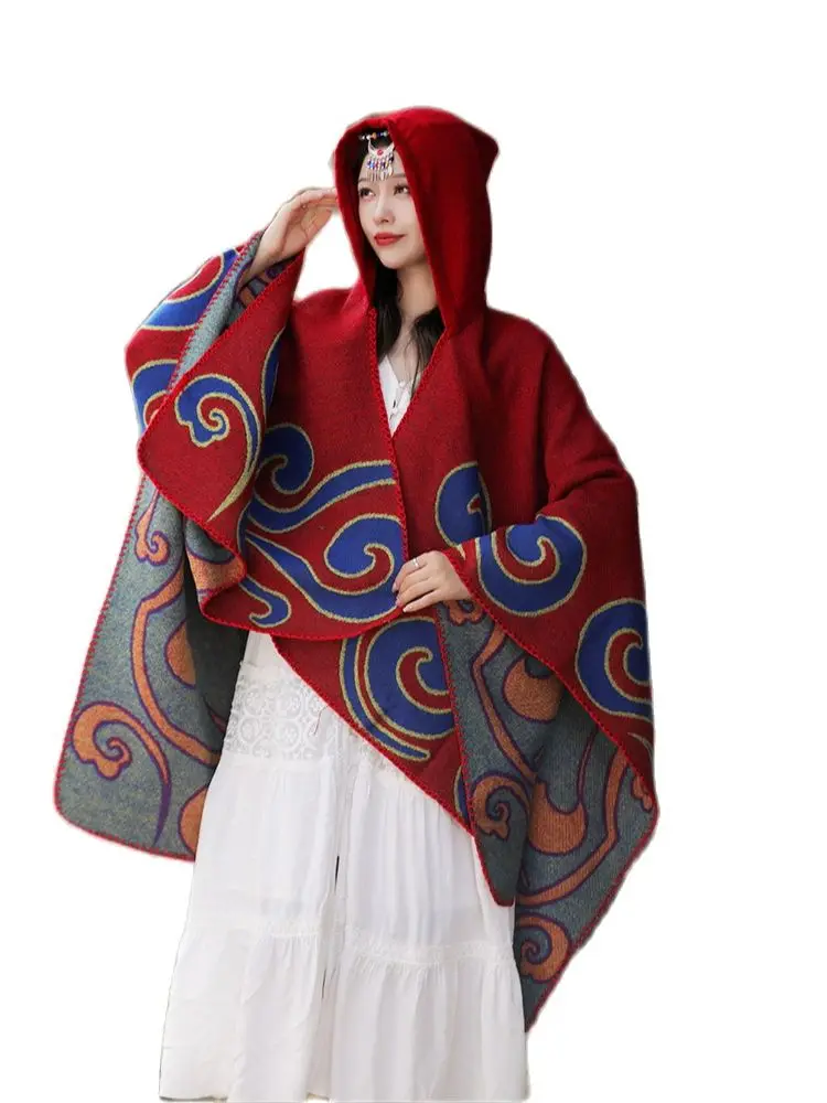 Poncho Female Travel Windproof Cape Ethnic Style Pashimina Big Red Split Hooded Shawl Couple Cape Scarf Women Luxury
Poncho Female Travel Windproof Cape Ethnic Style Pashimina Big Red Split Hooded Shawl Couple Cape Scarf Women Luxury