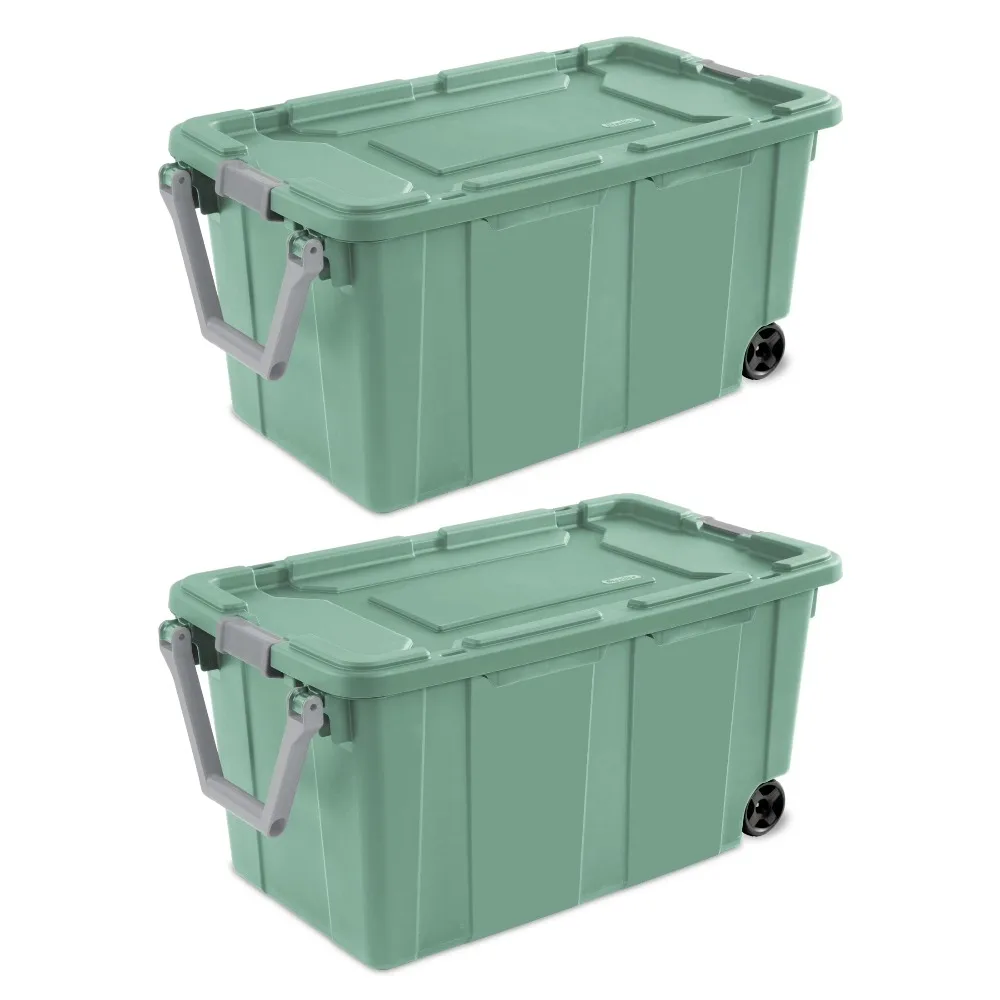 Extra Large Wheeled Industrial Storage Bin, 40 Gallon Plastic Storage Tote with Latch Lid and Pull Handle, Light Green, 2 Pack
Extra Large Wheeled Industrial Storage Bin, 40 Gallon Plastic Storage Tote with Latch Lid and Pull Handle, Light Green, 2 Pack