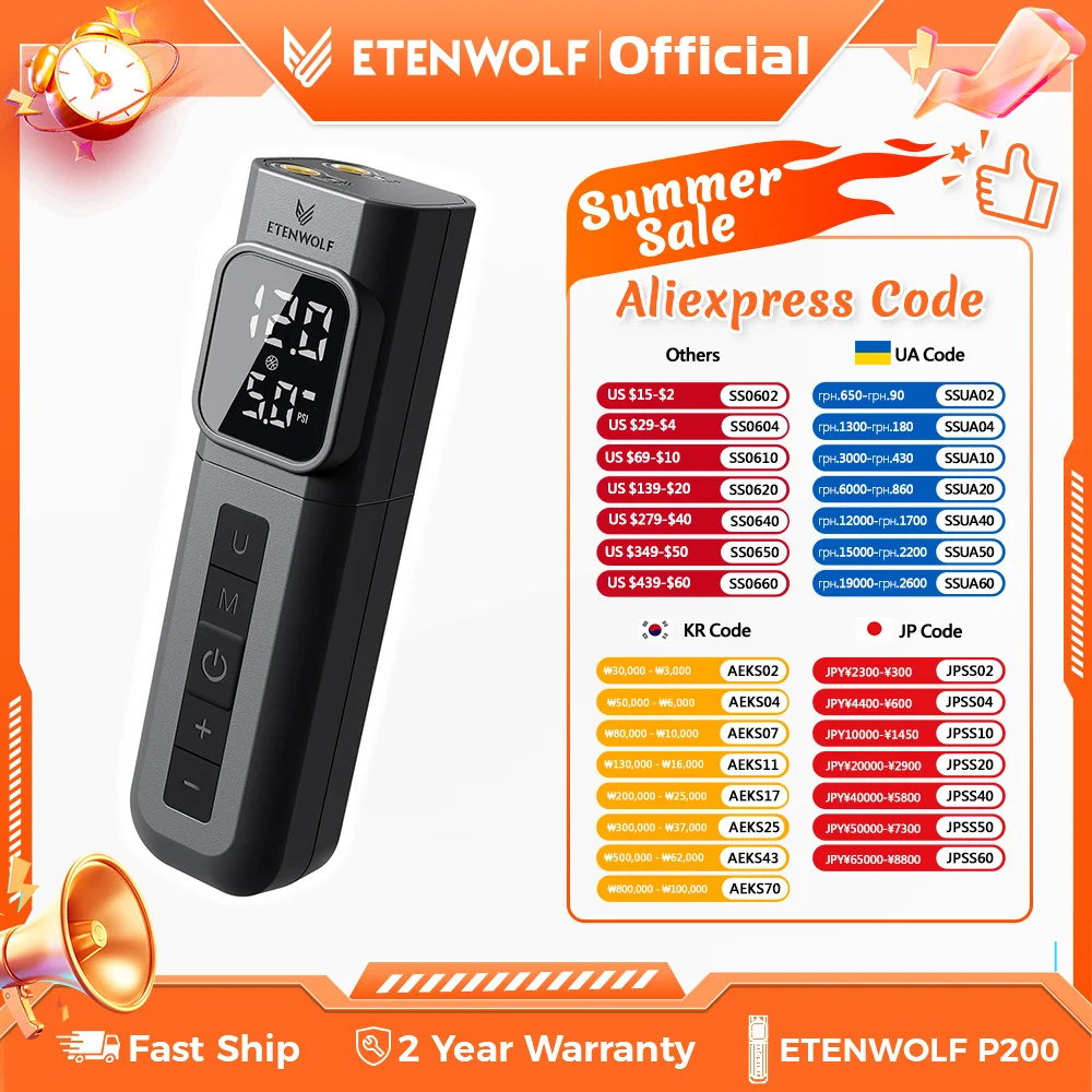 ETENWOLF P200 Electric Ball Pump Digital Pressure Gauge 2000mAh Sports Air Pump for BasketBall Volleyball with Ball Needles
ETENWOLF P200 Electric Ball Pump Digital Pressure Gauge 2000mAh Sports Air Pump for BasketBall Volleyball with Ball Needles