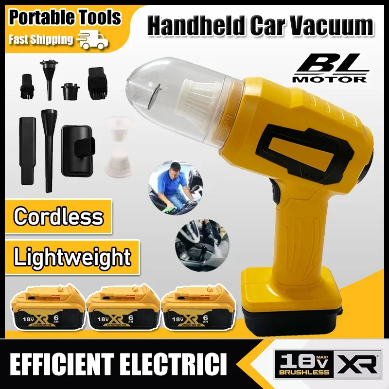 Ручной автомобильный пылесос с силой всасывания 10 кПа, беспроводной пылесборник, удобный инструмент для уборки, совместимый с аккумулятором Dewalt 18V.
Ручной автомобильный пылесос с силой всасывания 10 кПа, беспроводной пылесборник, удобный инструмент для уборки, совместимый с аккумулятором Dewalt 18V.