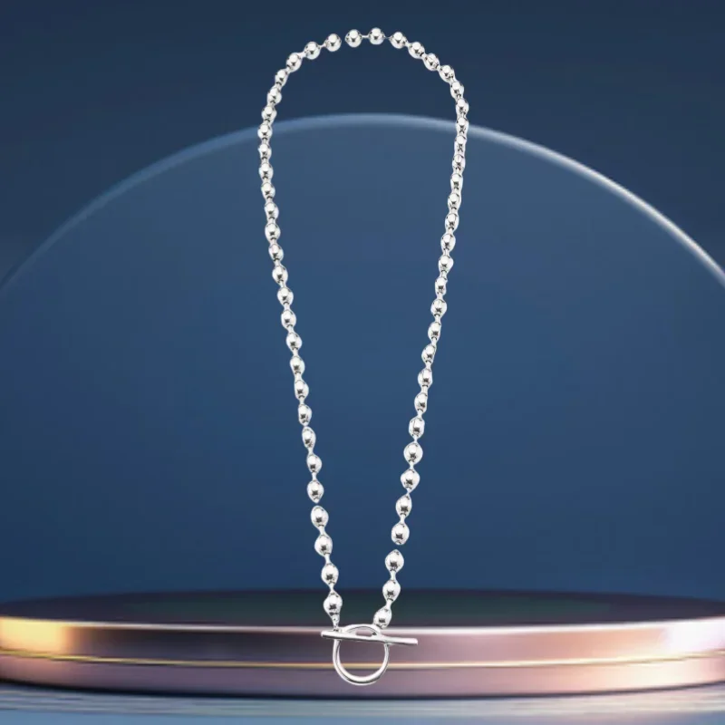 Small niche design cool style silver OT buckle round bead necklace genderless accessory, commemorative gift for friends
Small niche design cool style silver OT buckle round bead necklace genderless accessory, commemorative gift for friends