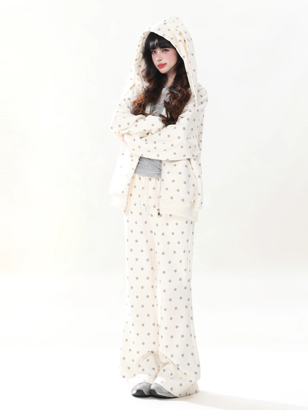 ENJOG Polka Dot Rabbit Ear Hoodie Jacket Women's Loose Casual Style Set Long Sleeve Spring Fashion Outerwear Sweatshirt
ENJOG Polka Dot Rabbit Ear Hoodie Jacket Women's Loose Casual Style Set Long Sleeve Spring Fashion Outerwear Sweatshirt
