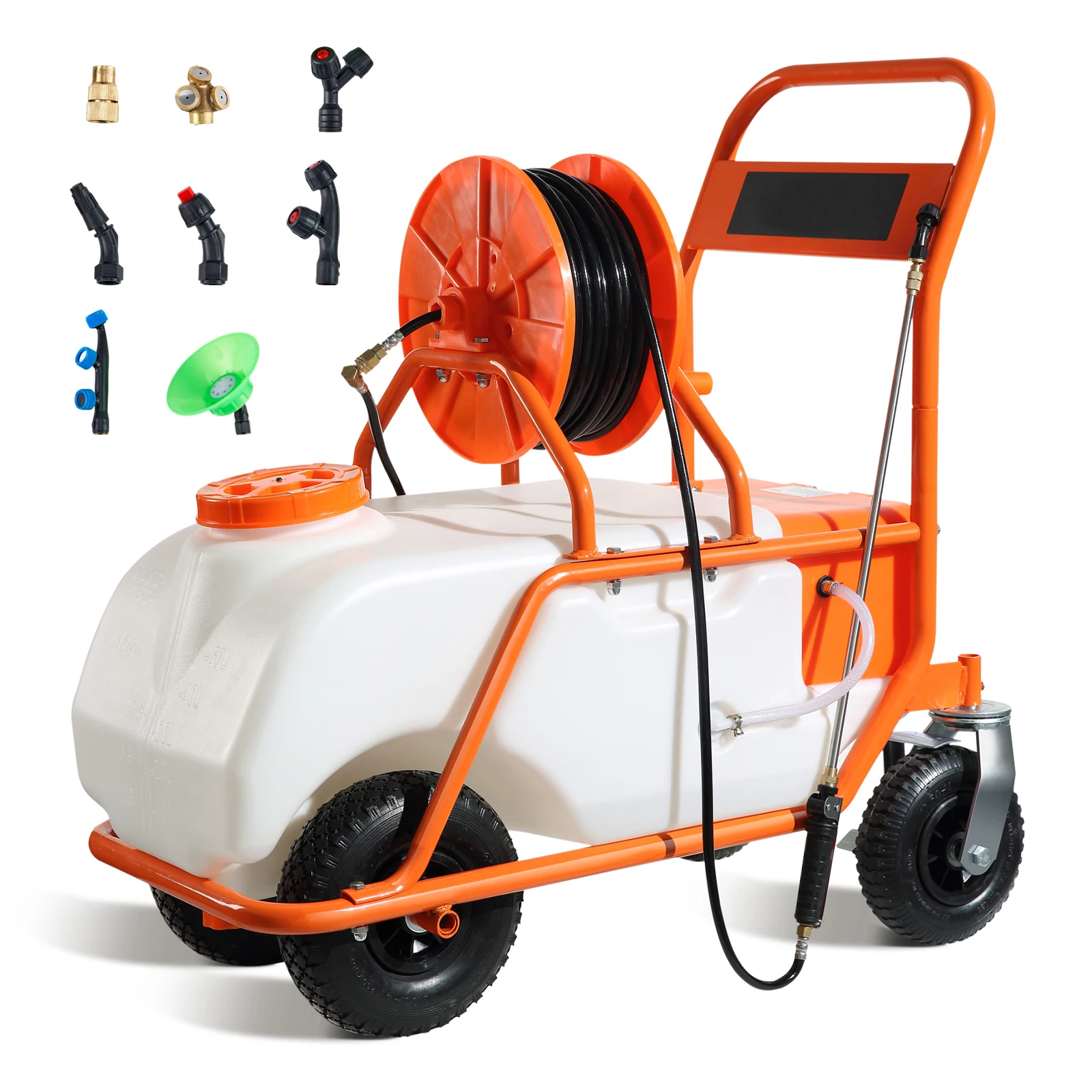 SucceBuy Battery Powered 15 Gal Garden Weed Sprayer with Wheeled Cart 126FT Hose with Reel 8 Nozzles 2 Wands with Lock for Crop
SucceBuy Battery Powered 15 Gal Garden Weed Sprayer with Wheeled Cart 126FT Hose with Reel 8 Nozzles 2 Wands with Lock for Crop