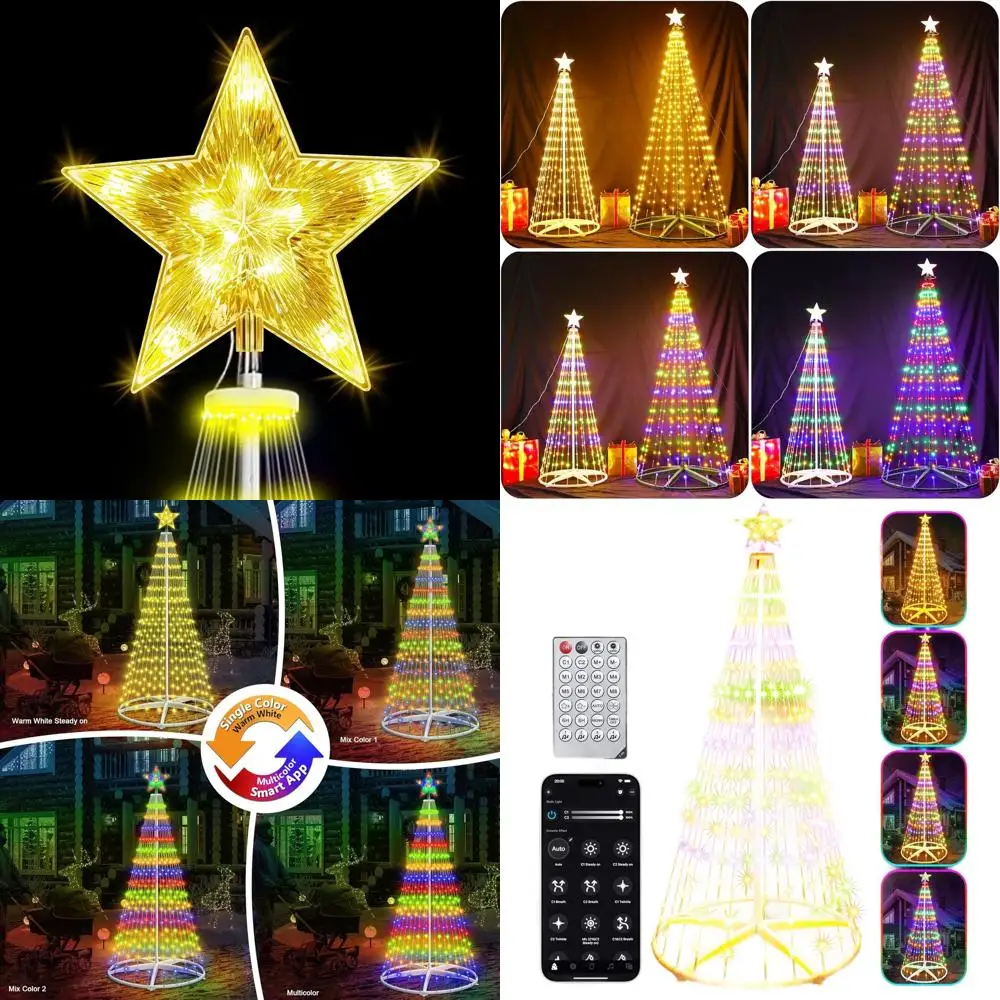 6ft Pre-lit Christmas Cone Tree with 296 LED Lights, Color Changing, Remote Control, Timer, Music Sync for Indoor and Outdoor Us
6ft Pre-lit Christmas Cone Tree with 296 LED Lights, Color Changing, Remote Control, Timer, Music Sync for Indoor and Outdoor Us